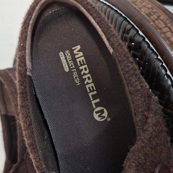 Merrell Andora Womens Sz 8.5 Burgundy Leather Slip On Mule Clog Loafer Shoes - Picture 3 of 11